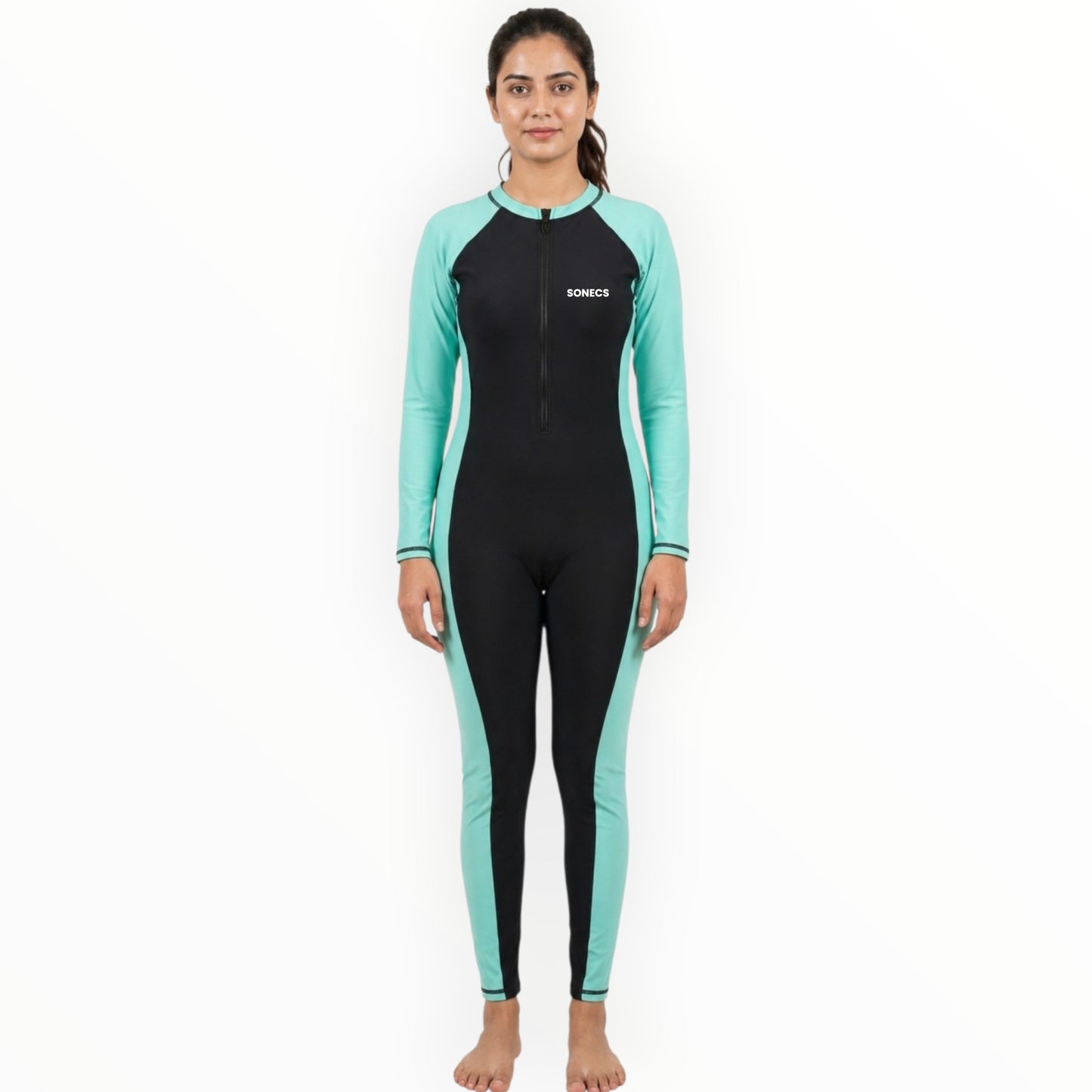 Sonecs Full Body Swim Suit Women Modest Fit - Black/Green