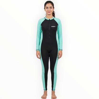 Sonecs Full Body Swim Suit Women Modest Fit - Black/Green