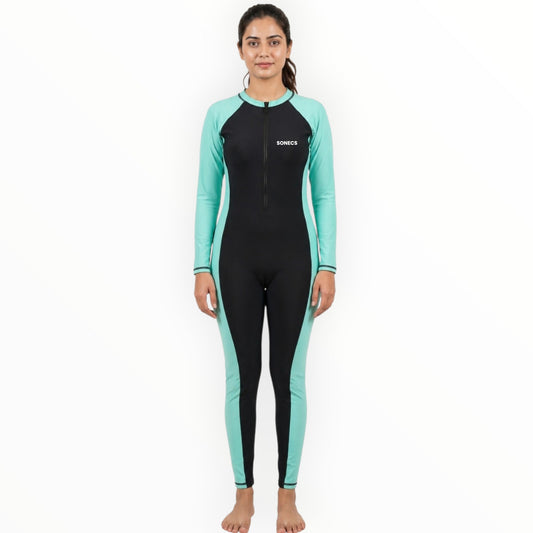 Sonecs Full Body Swim Suit Women Modest Fit - Black/Green