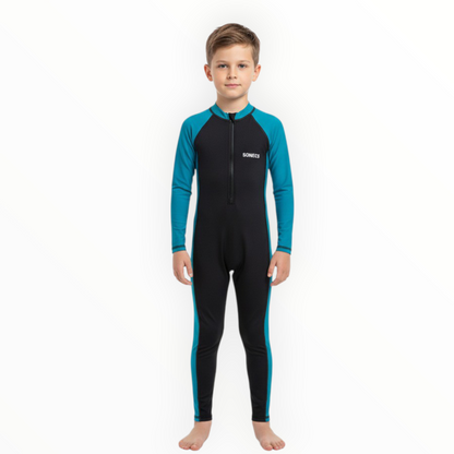 Sonecs Boys 1Pc Full SwimSuit - Black/TealBlue