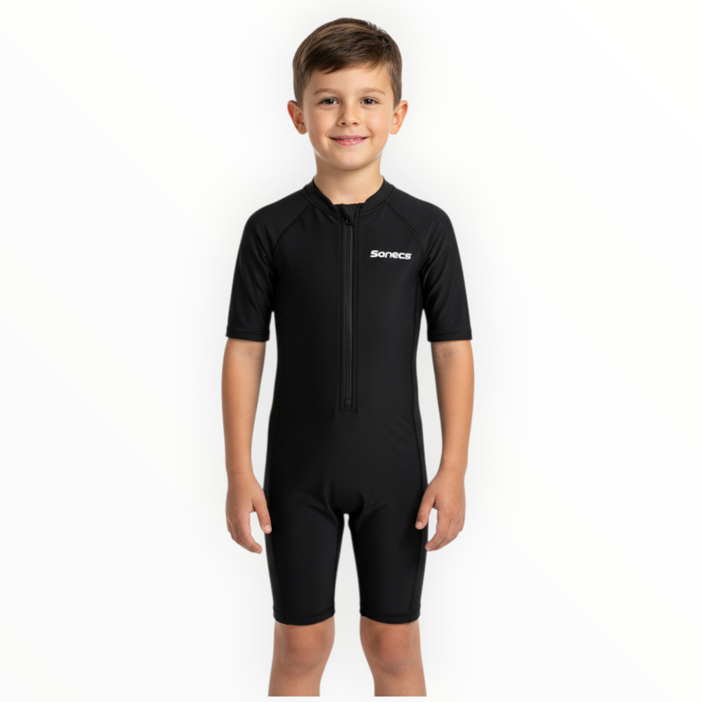 Sonecs Kids UptoKnee Swim Suit – All Black