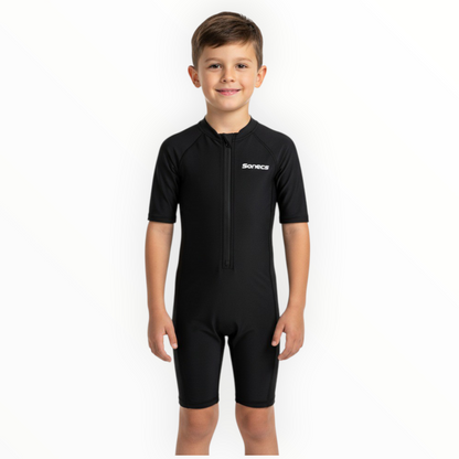 Sonecs Kids UptoKnee Swim Suit – All Black
