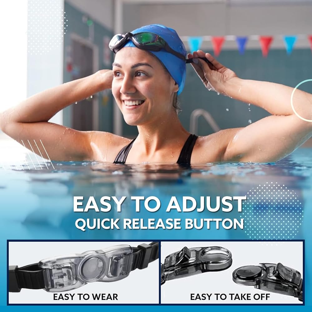 Sonecs Mirrored Swim Googles - Attached Ear Plugs
