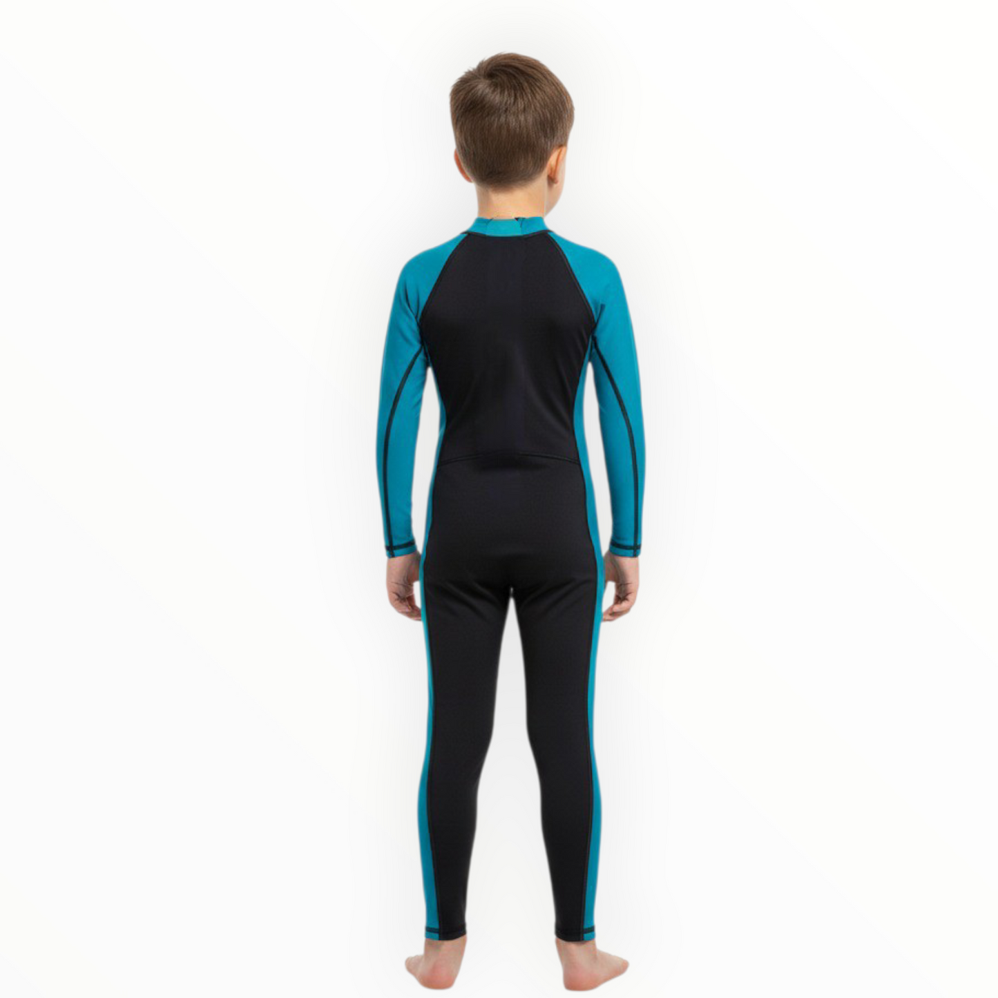 Sonecs Boys 1Pc Full SwimSuit - Black/TealBlue