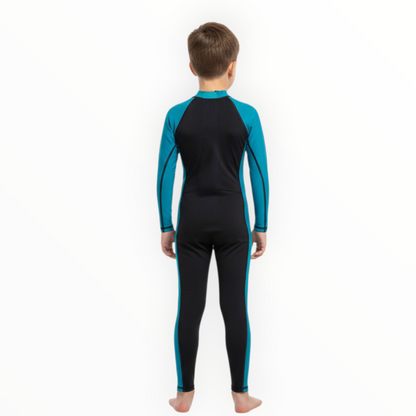 Sonecs Boys 1Pc Full SwimSuit - Black/TealBlue