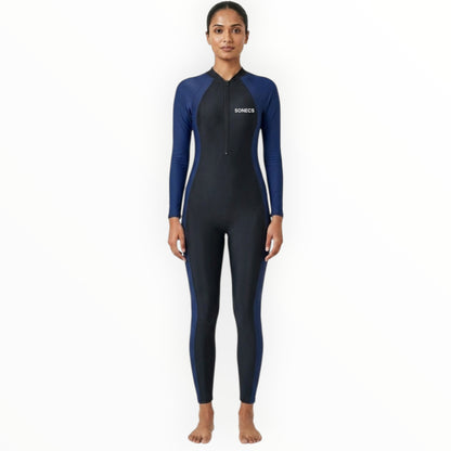 Sonecs Full Body Swim Suit for Women Blue/Black One Piece
