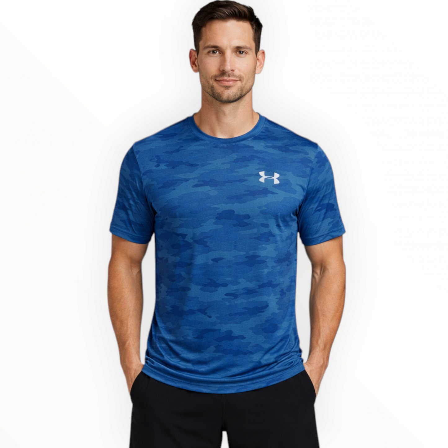 UA Men's Camo Dri-Fit T-Shirt (Blue/Camo) Imported