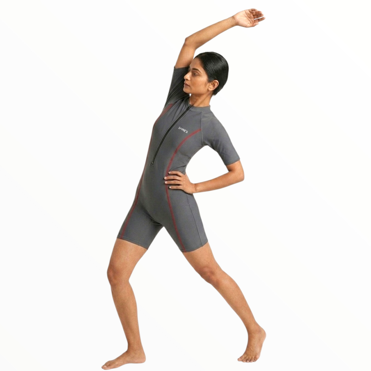 Sonecs Women's BoyLeg Swim Suit - Grey/Red