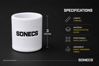 SONECS Premium Sweat Absorbent Sports Wristband - Pair