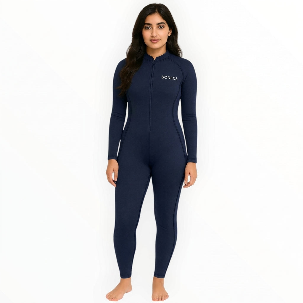 Sonecs Full Body Swim Suit Women Modest Fit - Navy Blue