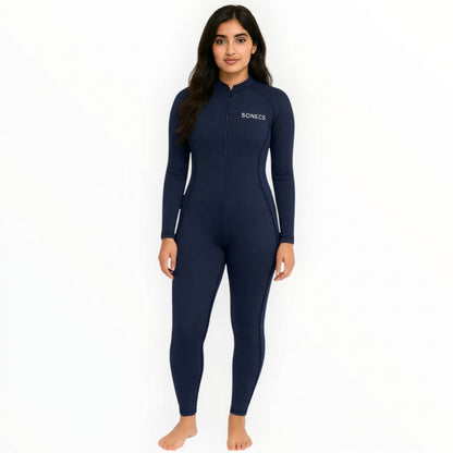 Sonecs Full Body Swim Suit Women Modest Fit - Navy Blue