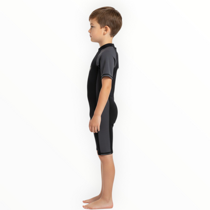 Sonecs Kids UptoKnee Swim Suit – Black/Grey