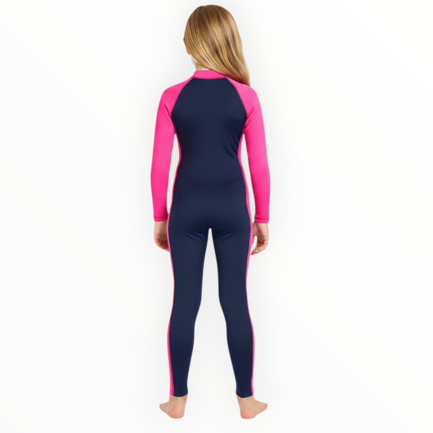 Sonecs Girls 1Pc Full SwimSuit - Navy blue/Pink