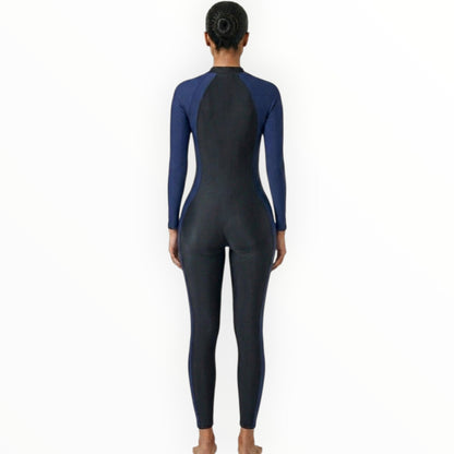 Sonecs Full Body Swim Suit for Women Blue/Black One Piece - Ashabi Sports