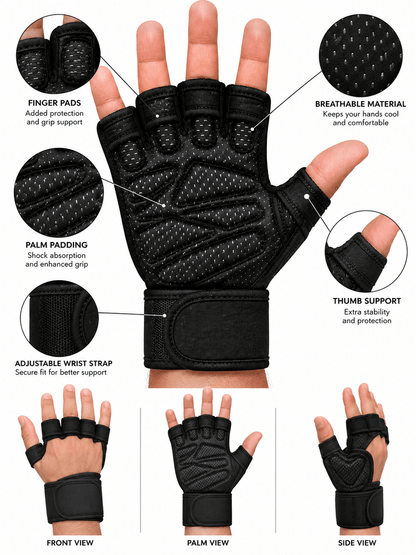 SONECS OpenBack Pro Weight Lifting Gloves with Wrist Support - Ashabi Sports